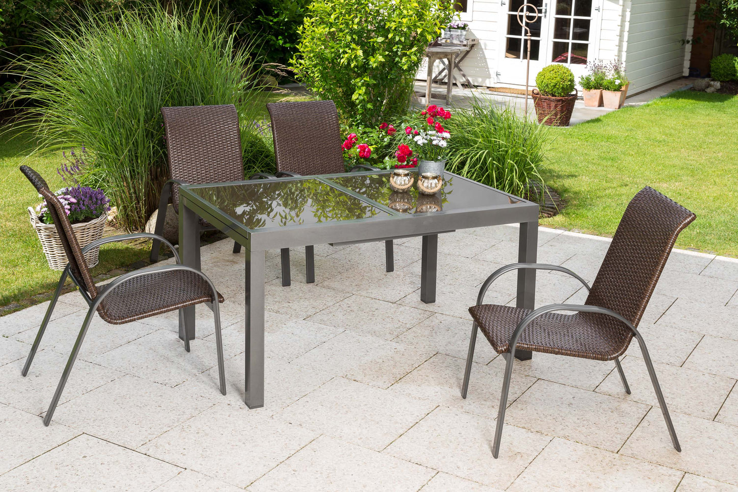 Varese Set 5tlg.
Aluminium/Kunststoffgeflecht