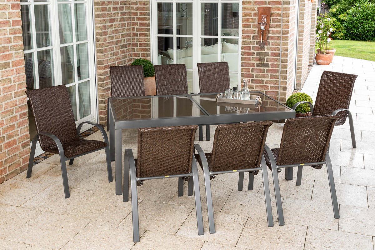 Varese Set 9tlg.
Aluminium/Kunststoffgeflecht