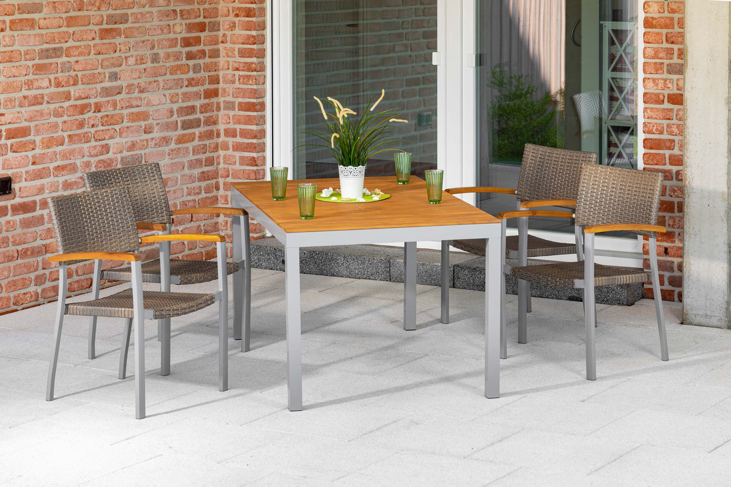 Silano Set 5tlg.
Alu/Kunststoffgeflecht/Akazie