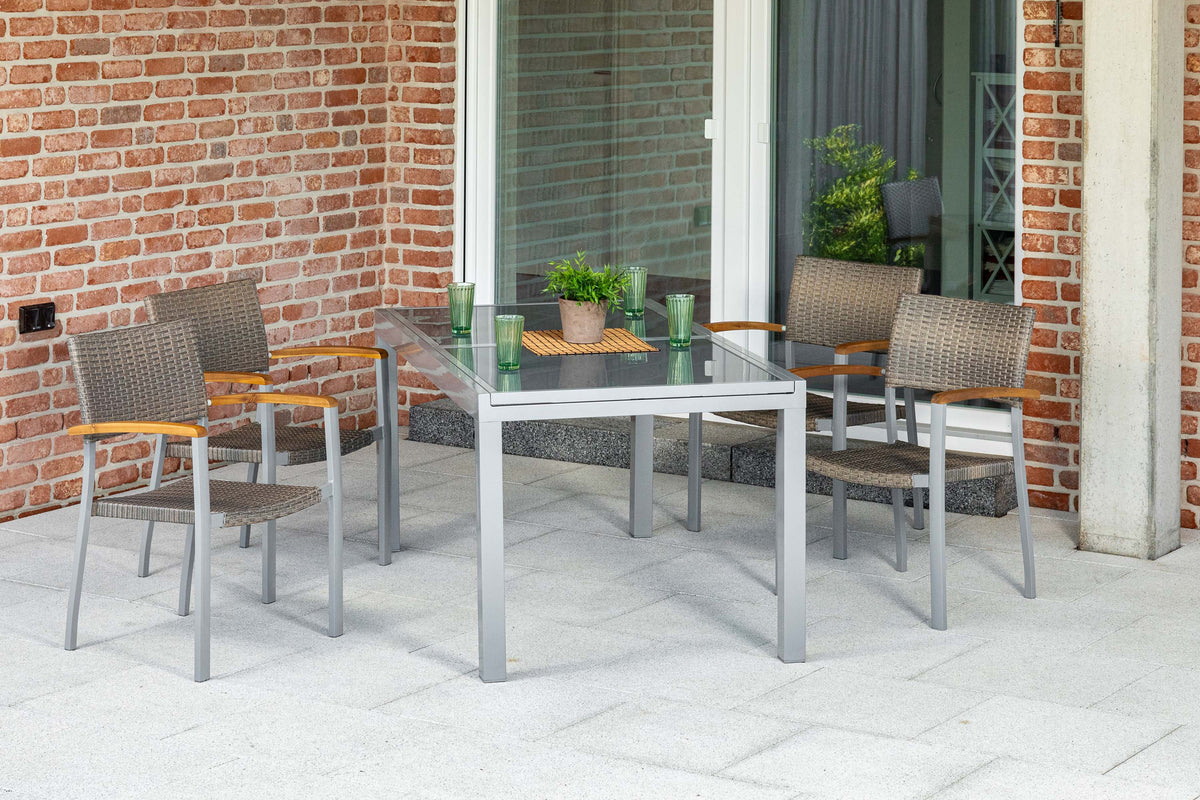 Silano Set 5tlg.
Alu/Kunststoffgeflecht/Akazie
