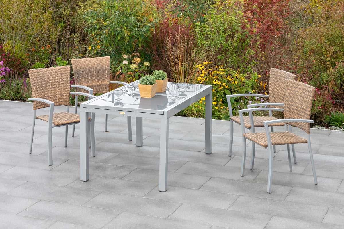 Savona Set 5tlg.
Aluminium/Kunststoffgeflecht