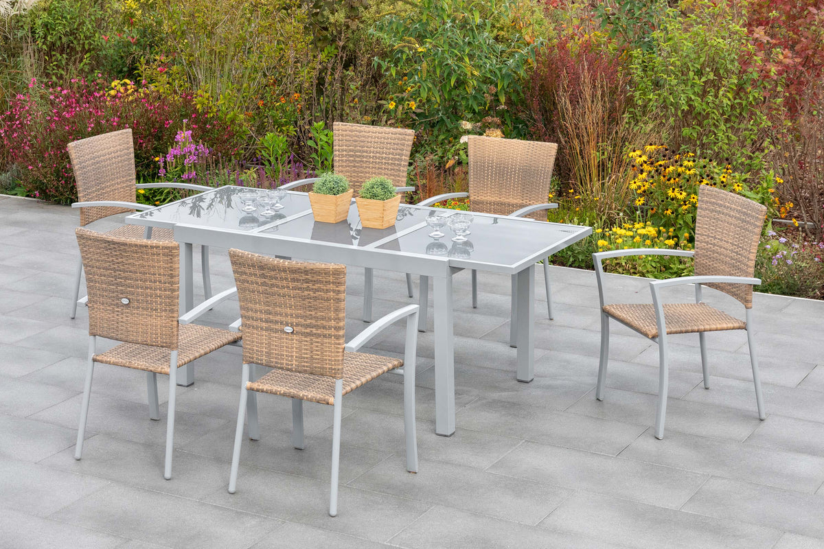 Savona Set 7tlg.
Aluminium/Kunststoffgeflecht