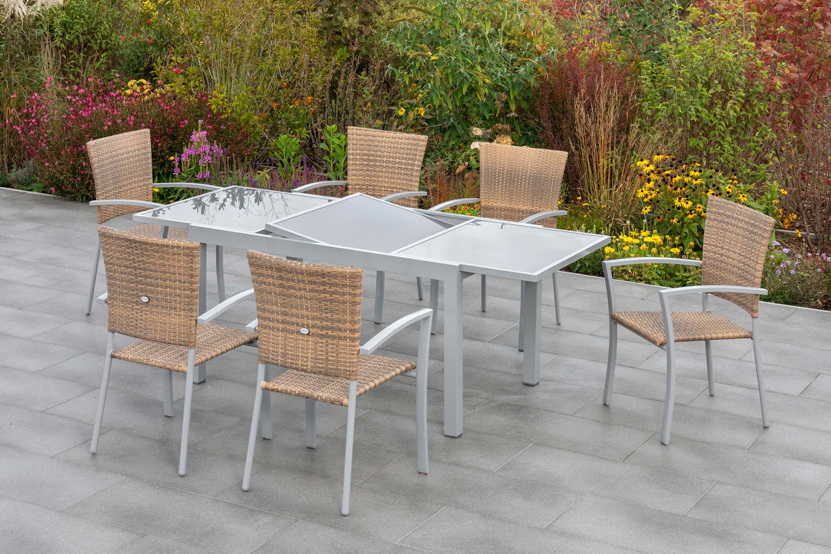 Savona Set 7tlg.
Aluminium/Kunststoffgeflecht