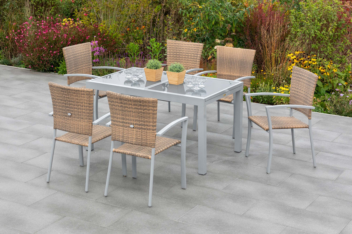Savona Set 7tlg.
Aluminium/Kunststoffgeflecht