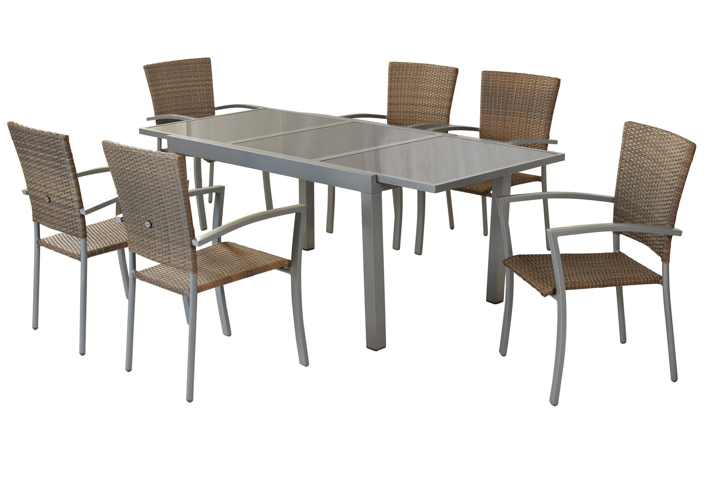 Savona Set 7tlg.
Aluminium/Kunststoffgeflecht