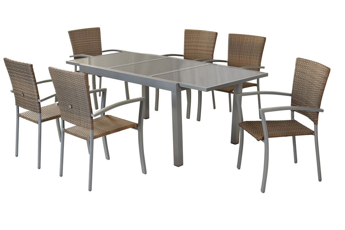 Savona Set 7tlg.
Aluminium/Kunststoffgeflecht