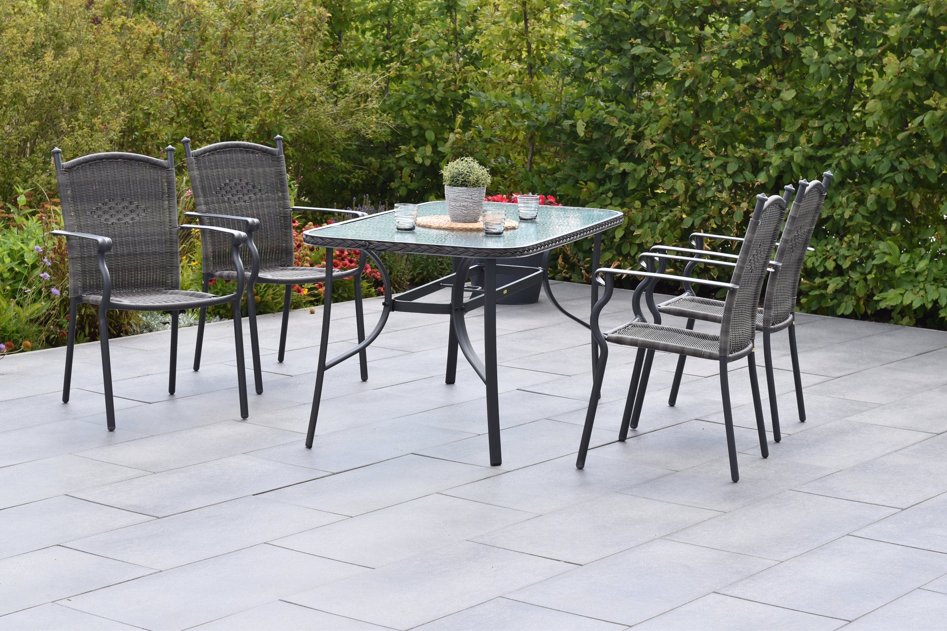 Roma Set 5tlg.
Aluminium/Kunststoffgeflecht