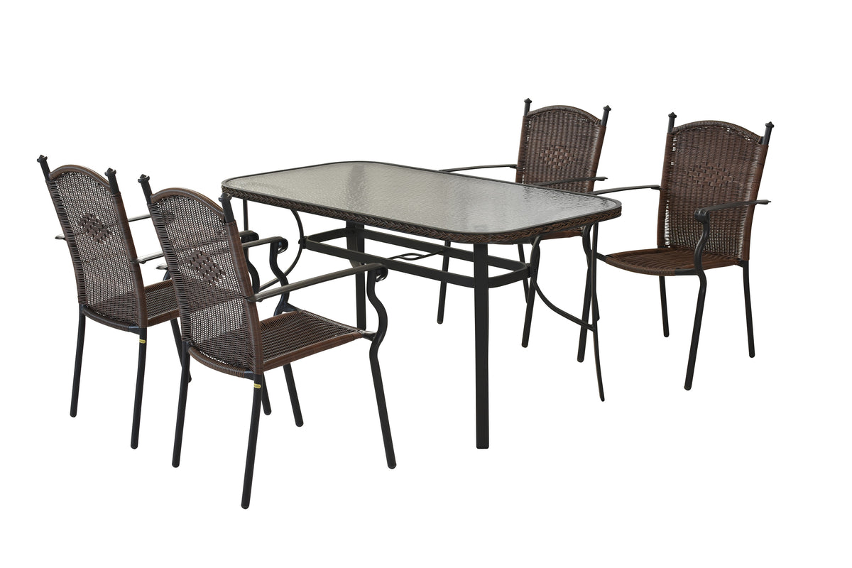 Roma Set 5tlg.
Aluminium/Kunststoffgeflecht
