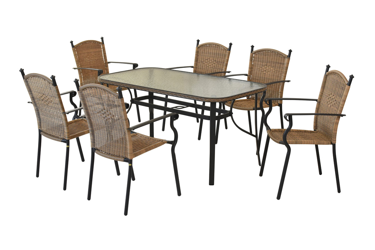 Roma Set 7tlg.
Aluminium/Kunststoffgeflecht