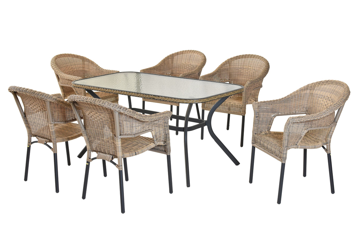 Ravenna Set 7tlg.
Aluminium/Kunststoffgeflecht