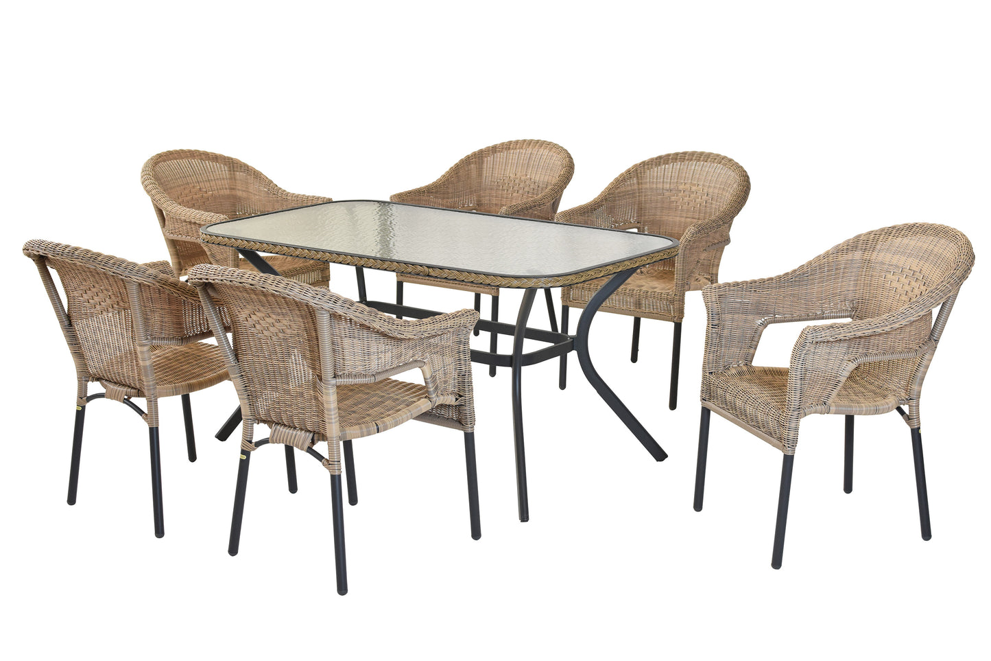 Ravenna Set 7tlg.
Aluminium/Kunststoffgeflecht