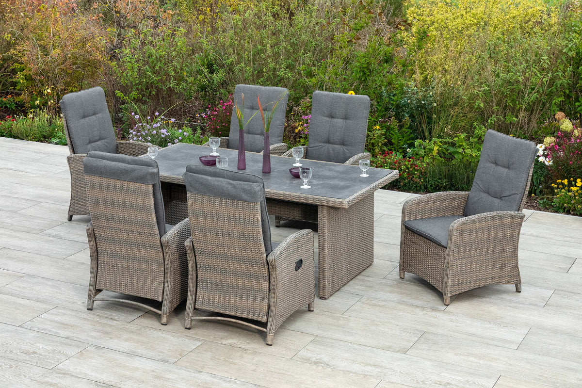 Atrani Set 7tlg.
Aluminium/Kunststoffgeflecht