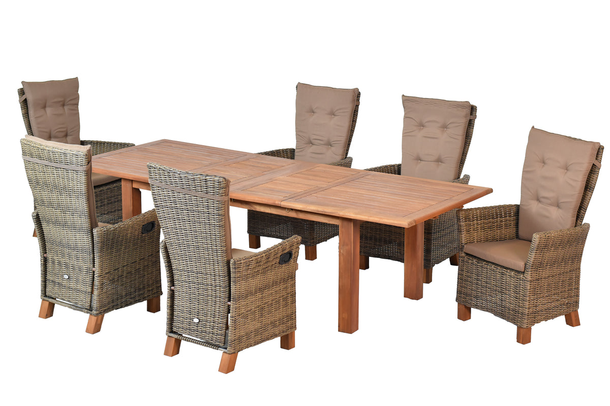 Toskana Set 13tlg.
Alu/Kunststoffgeflecht/Akazie