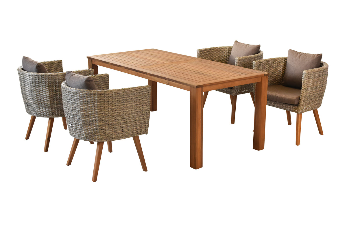 Imperia Set 5tlg.
Alu/Kunststoffgeflecht/Akazie
