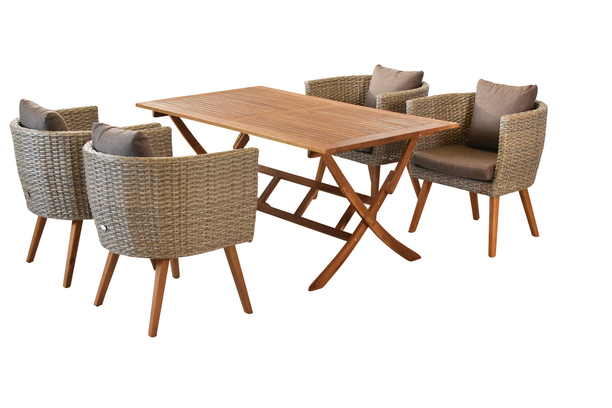 Imperia Set 5tlg.
Alu/Kunststoffgeflecht/Akazie