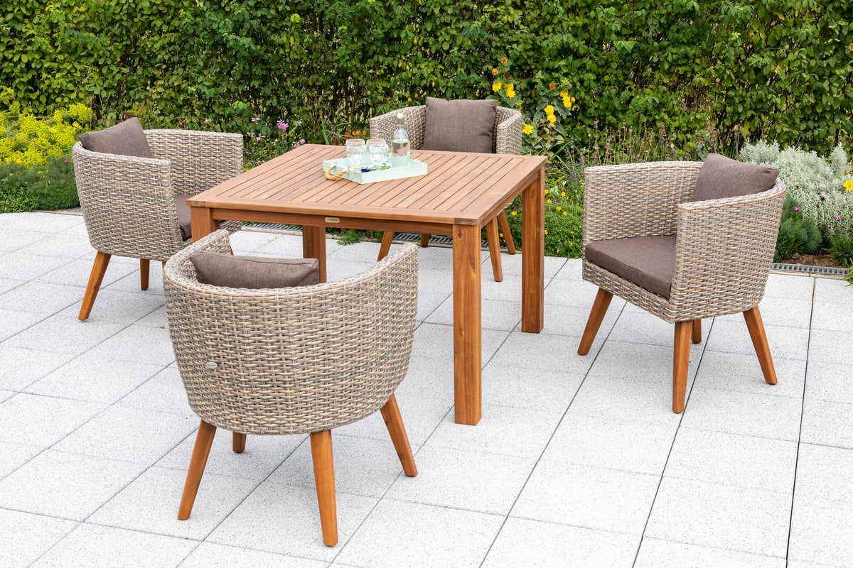 Imperia Set 5tlg.
Alu/Kunststoffgeflecht/Akazie