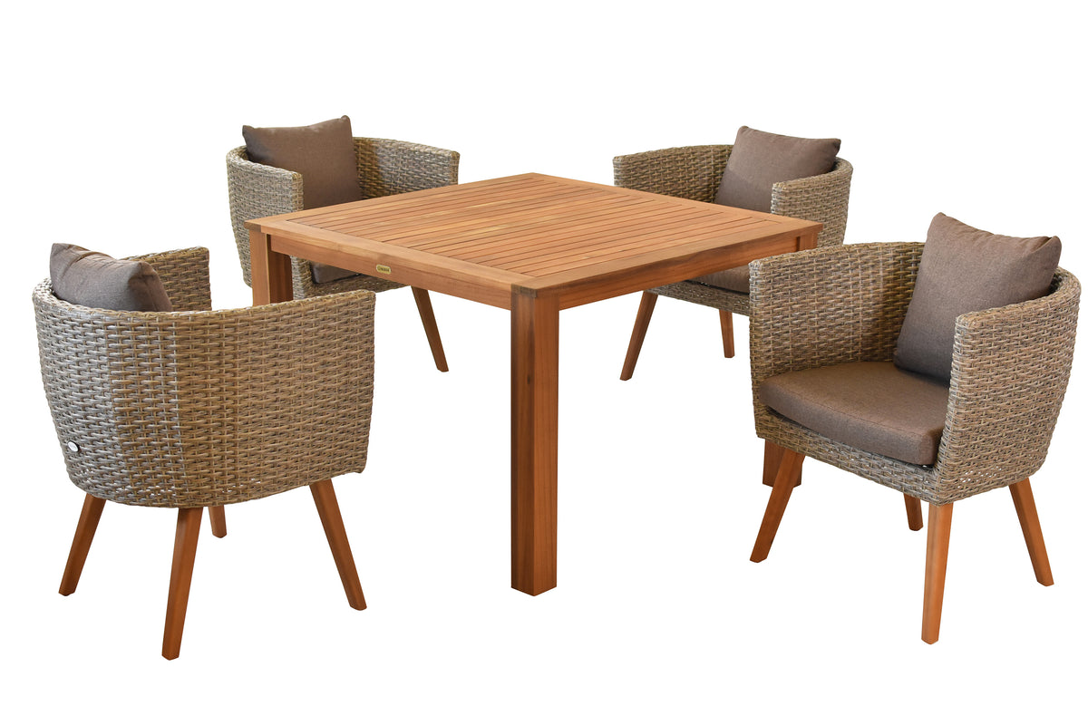 Imperia Set 5tlg.
Alu/Kunststoffgeflecht/Akazie