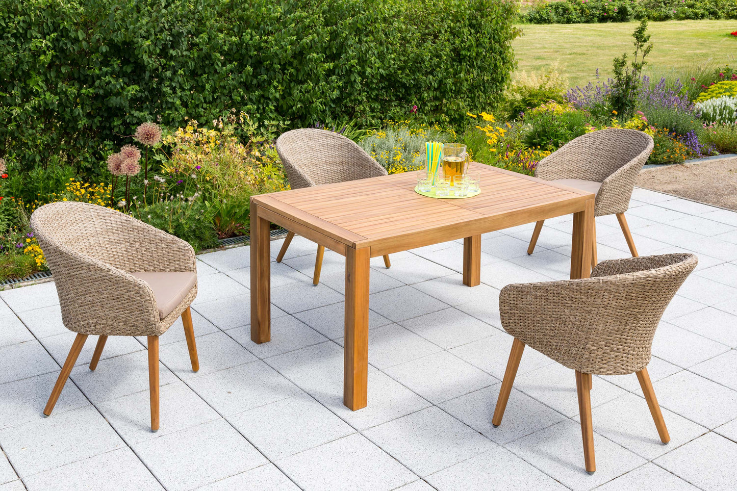 Arrone Set 5tlg.
Alu/Kunststoffgeflecht/Akazie