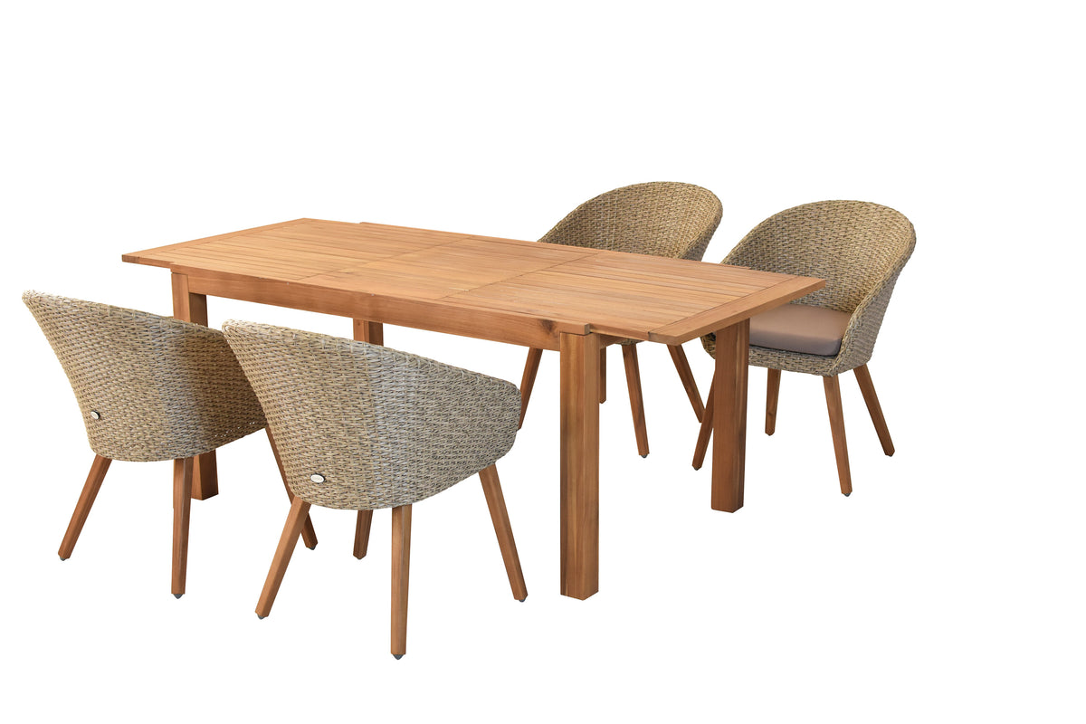 Arrone Set 5tlg.
Alu/Kunststoffgeflecht/Akazie