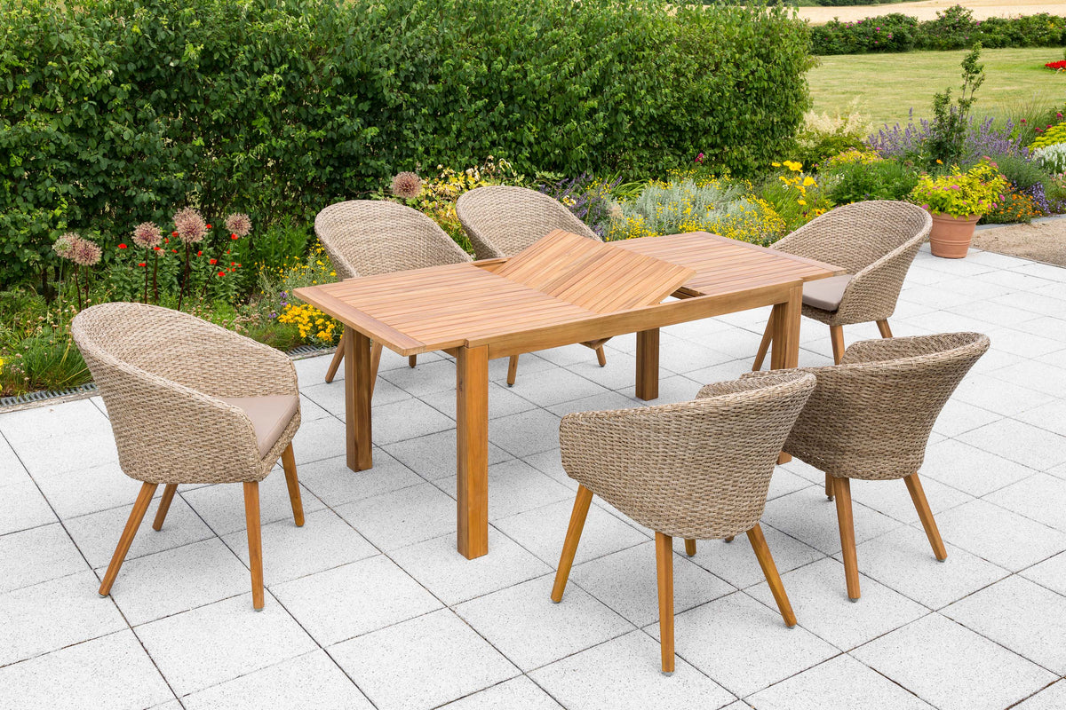 Arrone Set 7tlg.
Alu/Kunststoffgeflecht/Akazie