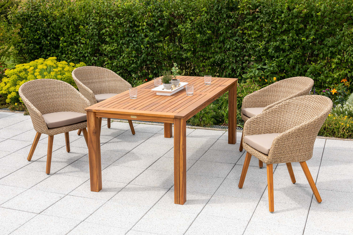 Arrone Set 5tlg.
Alu/Kunststoffgeflecht/Akazie
