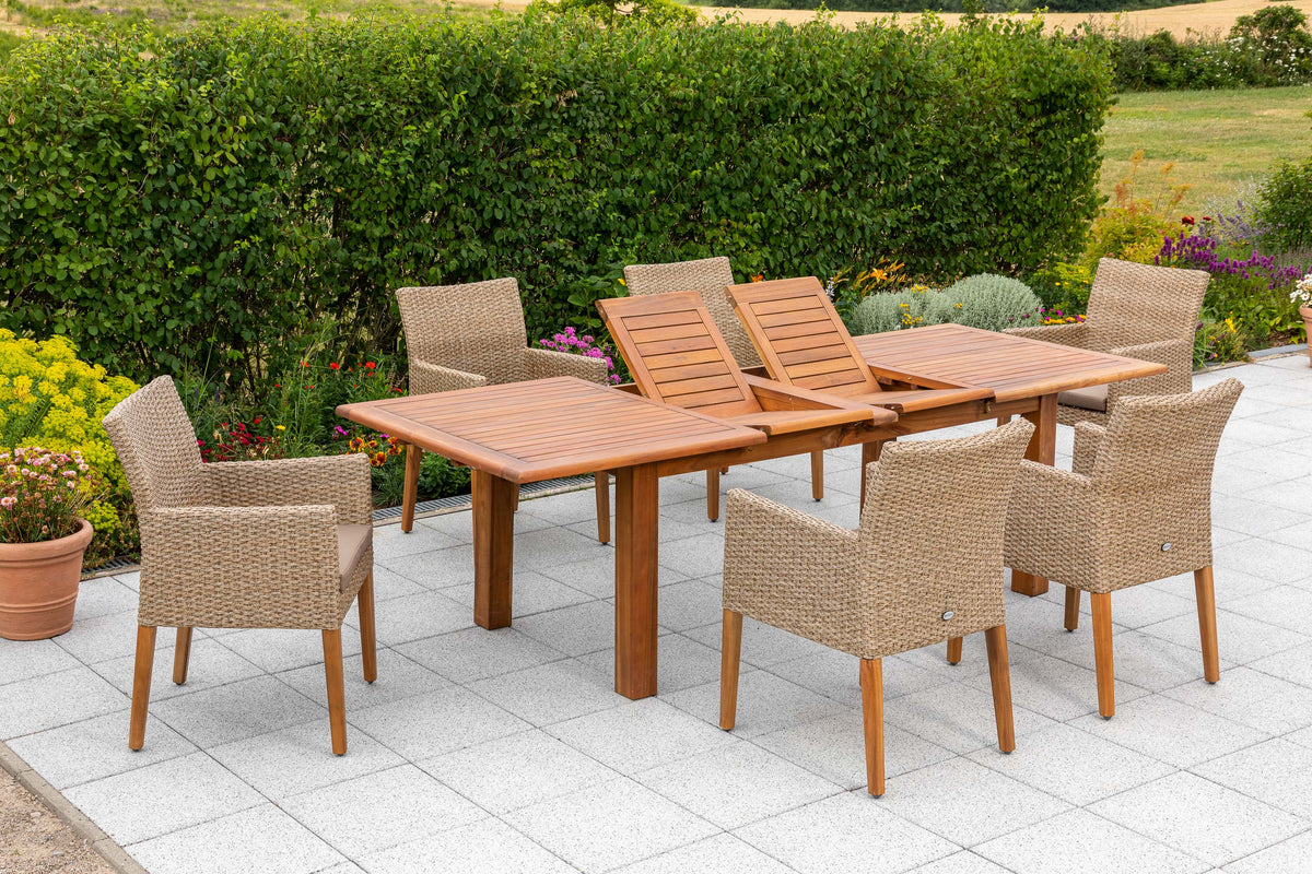 Ranzano Set 7tlg.
Alu/Kunststoffgeflecht/Akazie