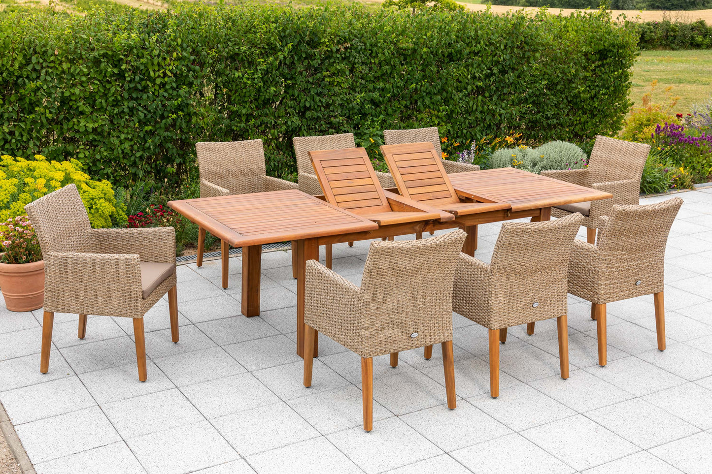 Ranzano Set 9tlg.
Alu/Kunststoffgeflecht/Akazie