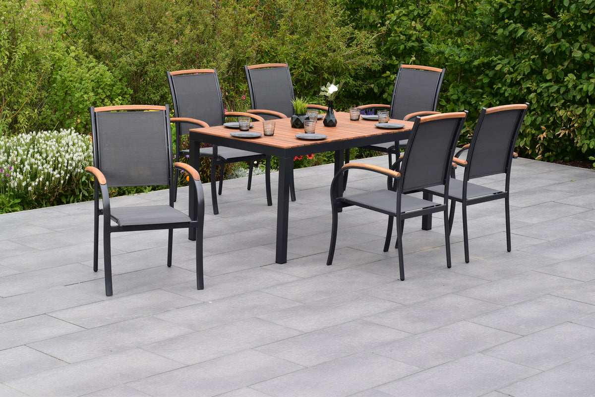 Siena Set 7tlg.
Aluminium/Akazie/Textil