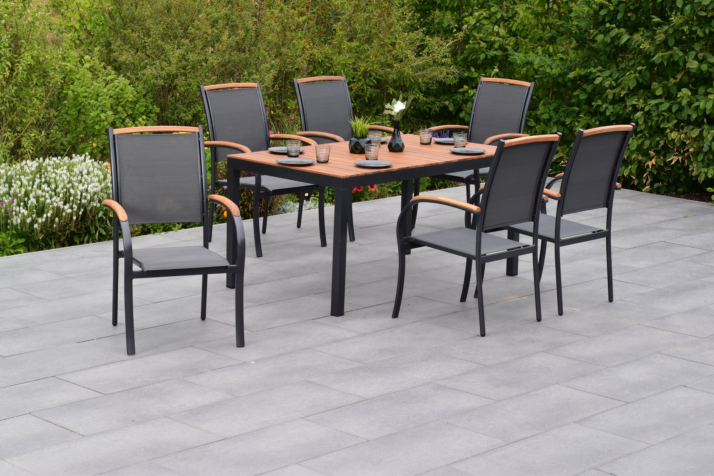 Siena Set 7tlg.
Aluminium/Akazie/Textil