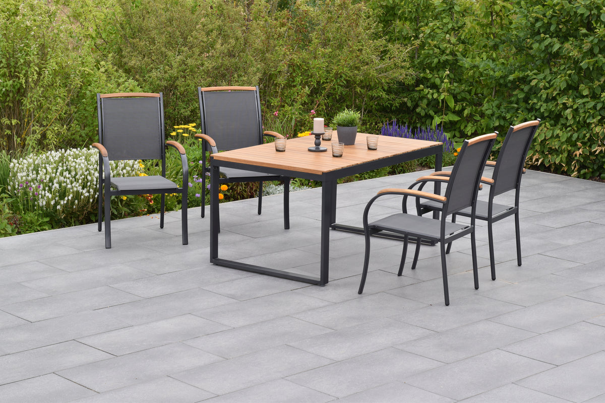 Siena Set 5tlg.
Aluminium/Akazie/Textil
