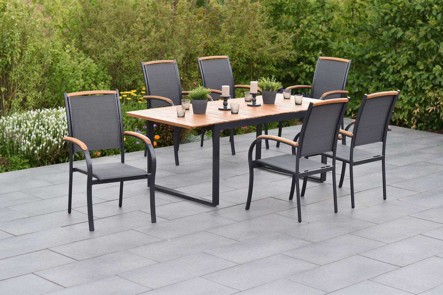Siena Set 7tlg.
Aluminium/Akazie/Textil