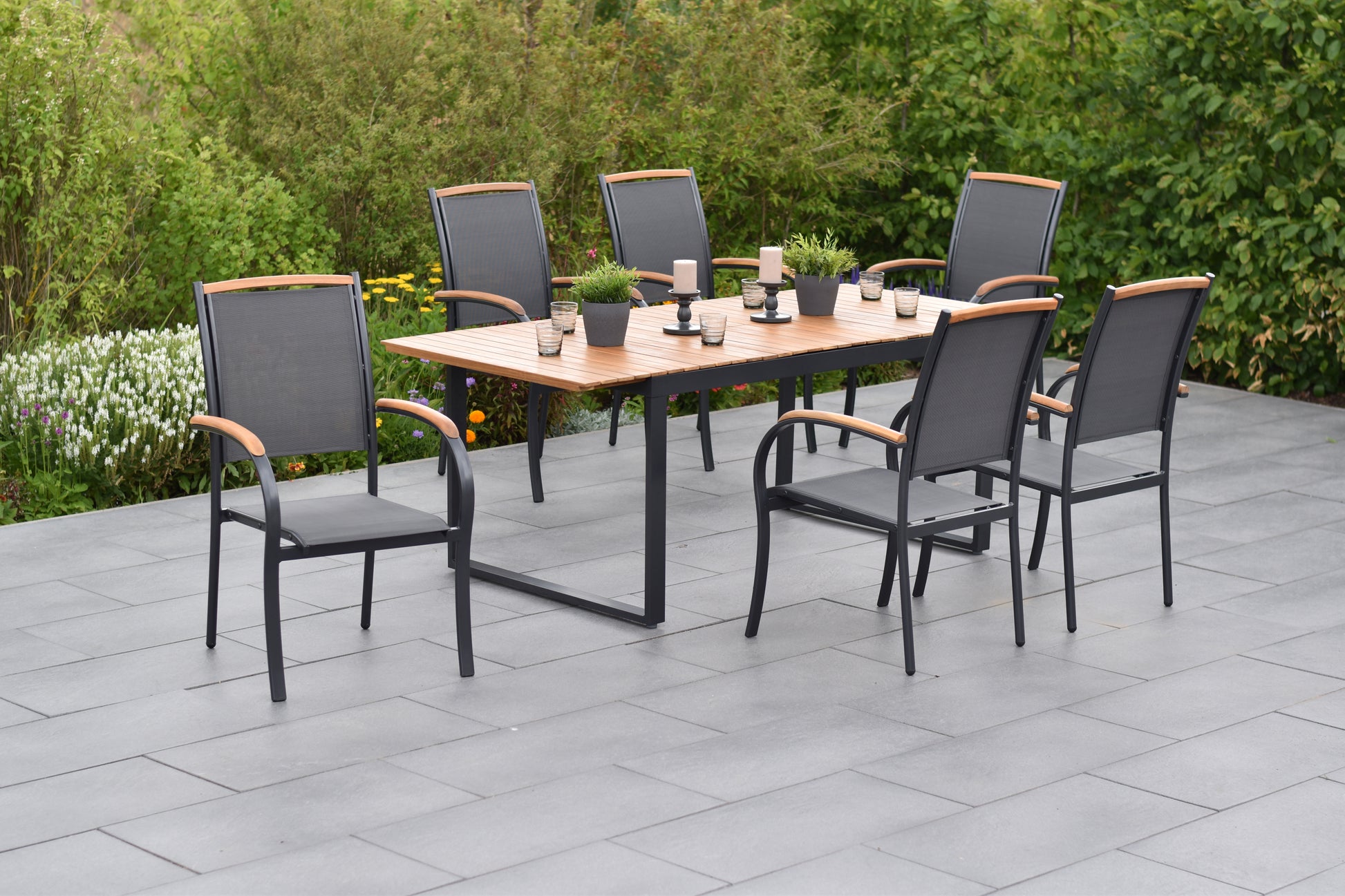 Siena Set 7tlg.
Aluminium/Akazie/Textil