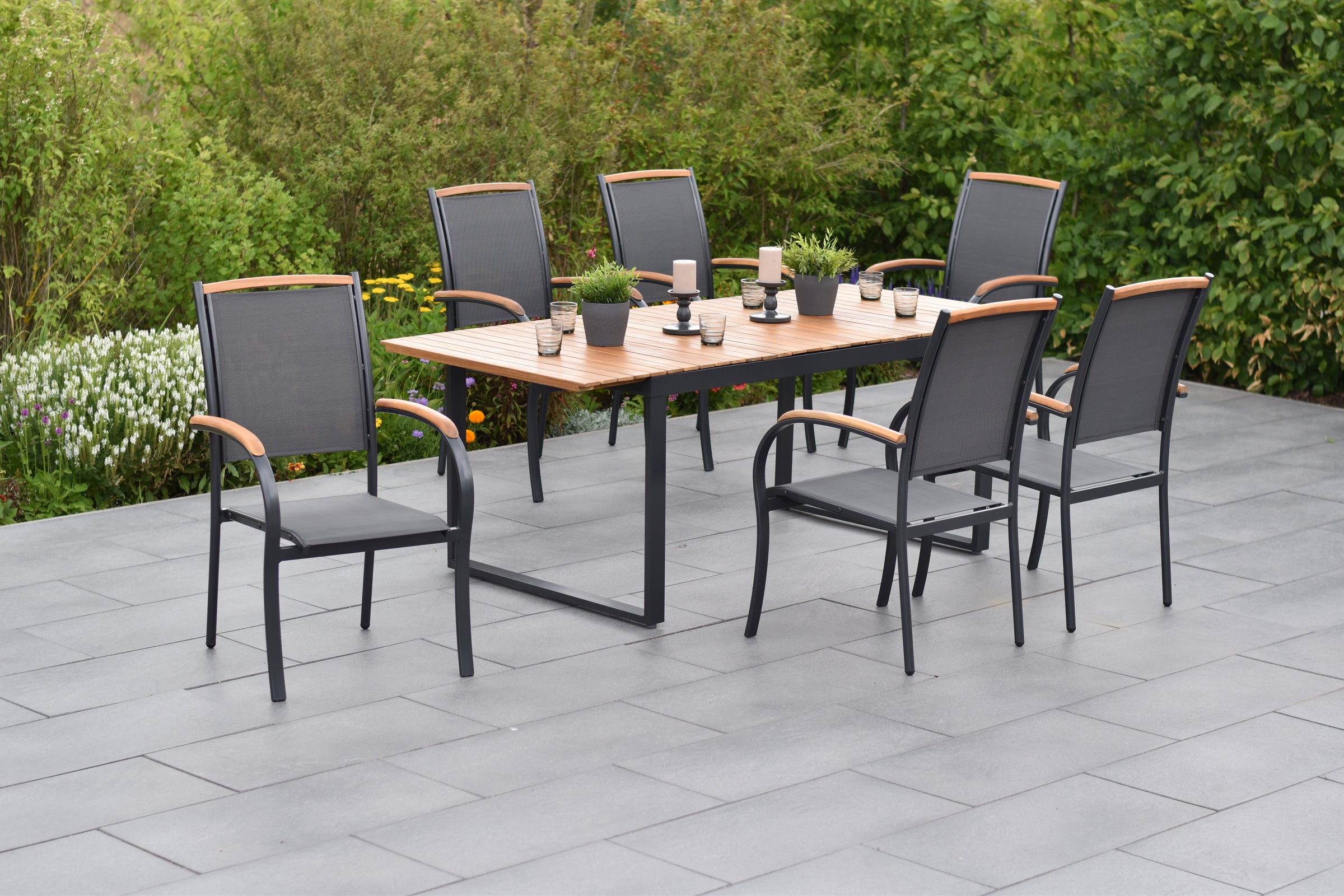 Siena Set 7tlg.
Aluminium/Akazie/Textil