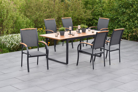Siena Set 7tlg.
Aluminium/Akazie/Textil
