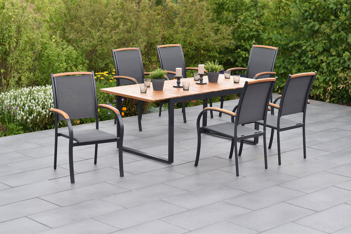 Siena Set 7tlg.
Aluminium/Akazie/Textil