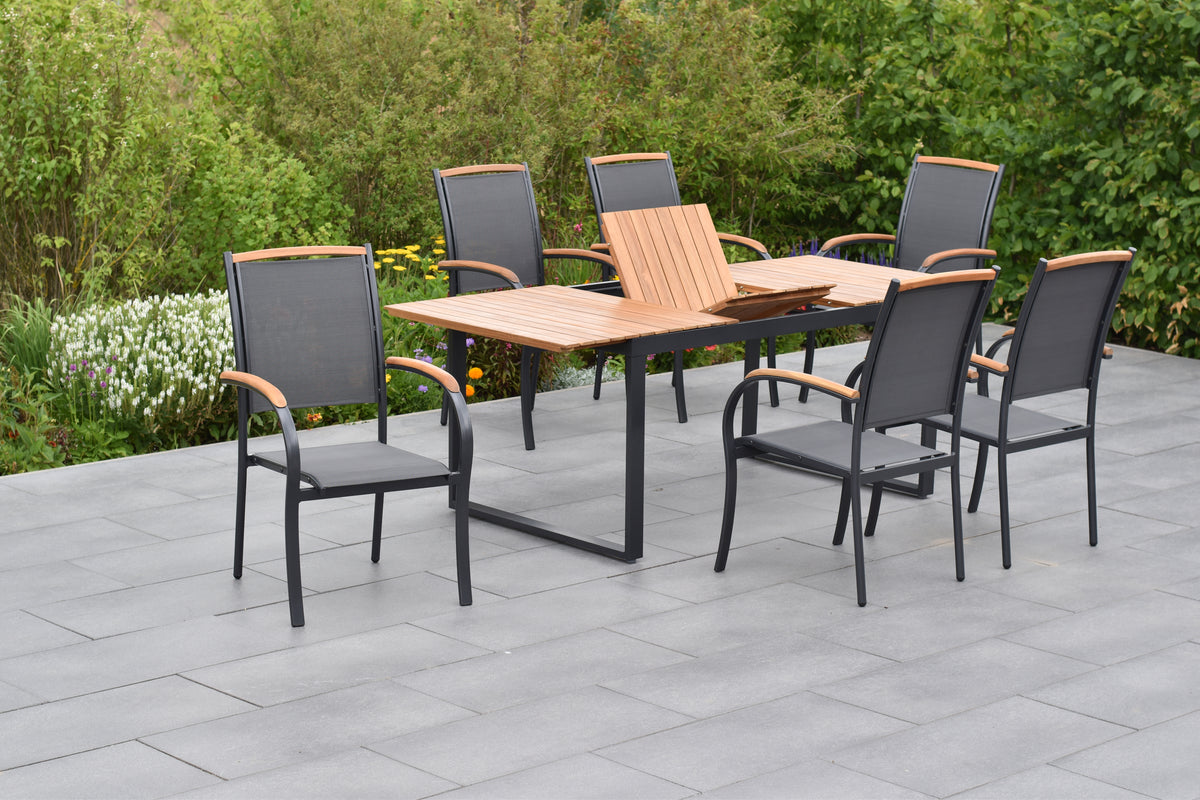 Siena Set 7tlg.
Aluminium/Akazie/Textil
