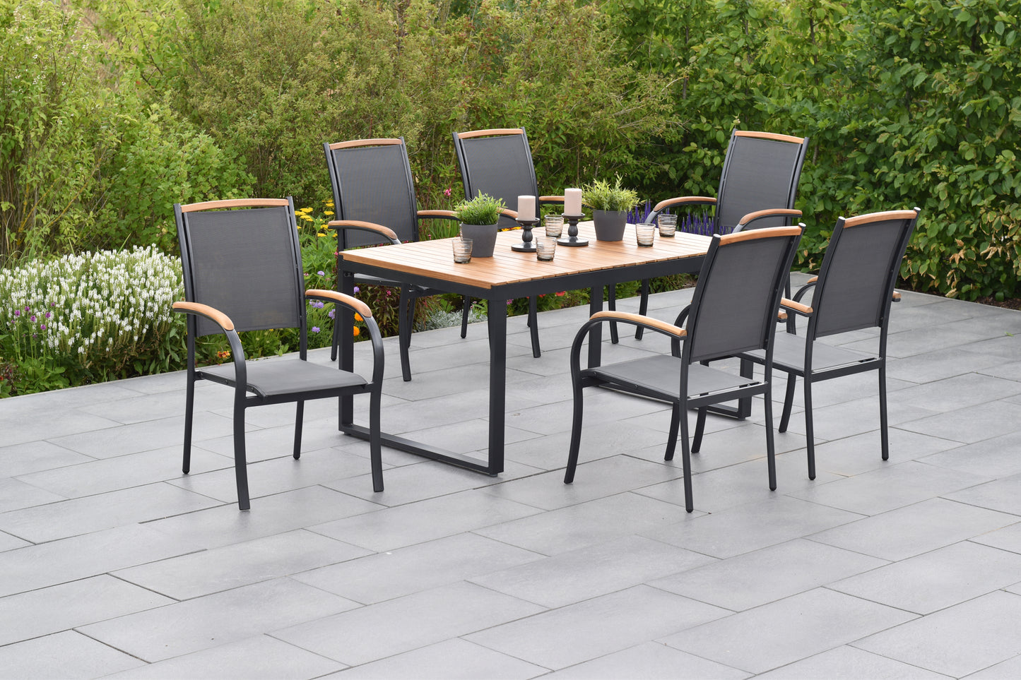 Siena Set 7tlg.
Aluminium/Akazie/Textil