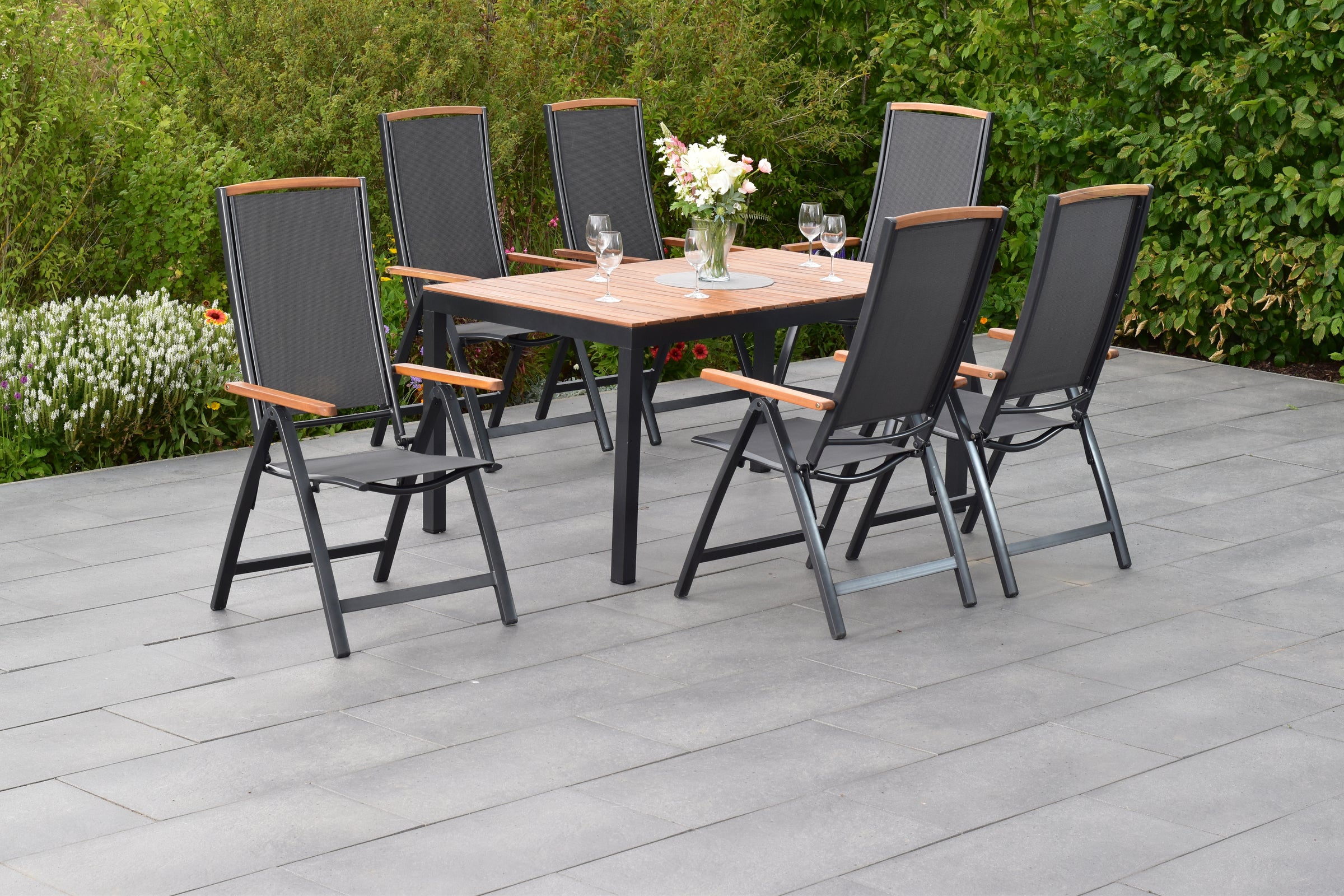 Siena Set 7tlg.
Aluminium/Akazie/Textil