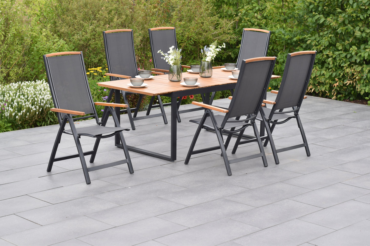Siena Set 7tlg.
Aluminium/Akazie/Textil