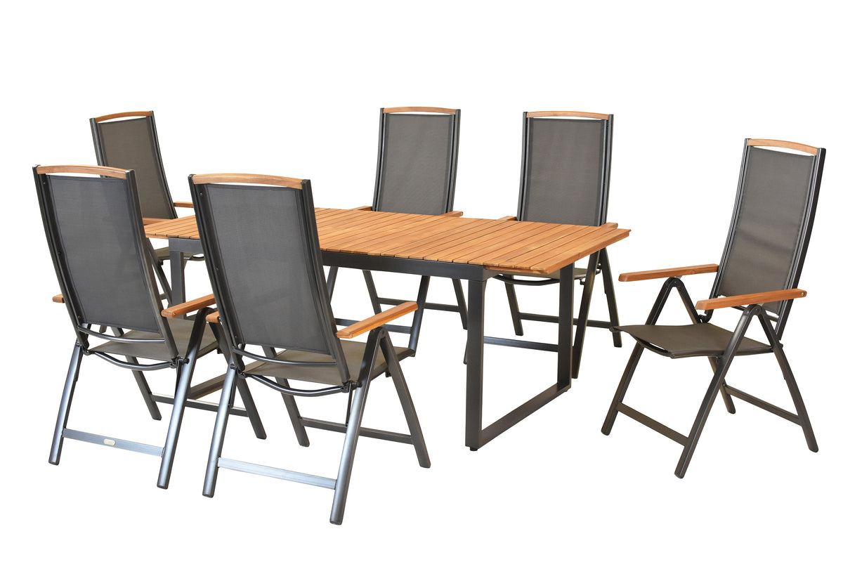 Siena Set 7tlg.
Aluminium/Akazie/Textil