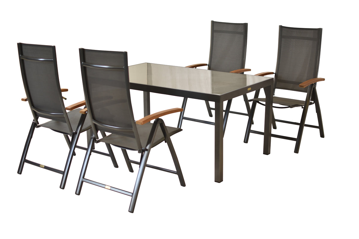 Toblino Set 5tlg.
Aluminium/Texti/Akazie