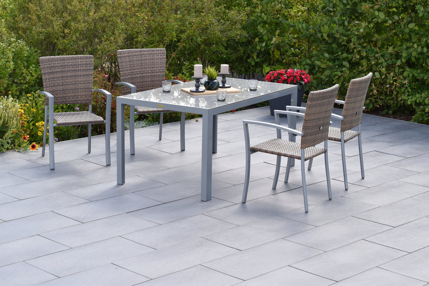 Savona Set 5tlg.
Aluminium/Kunststoffgeflecht