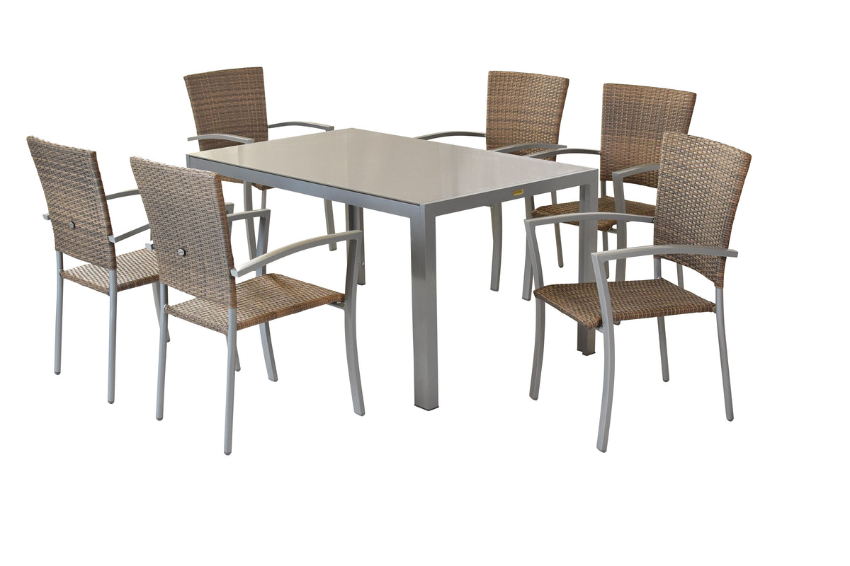 Savona Set 7tlg.
Aluminium/Kunststoffgeflecht