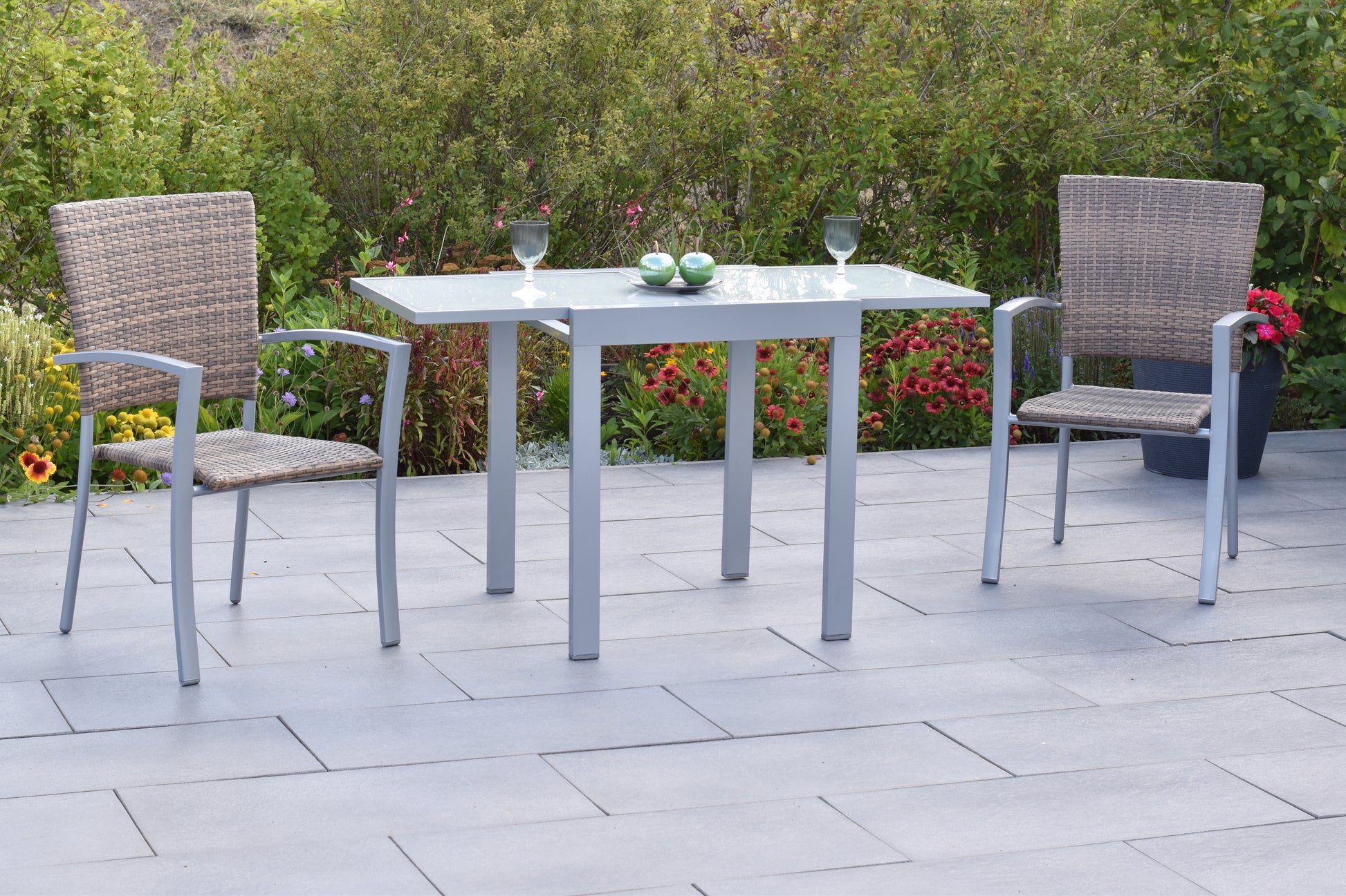 Savona Set 3tlg.
Aluminium/Kunststoffgeflecht