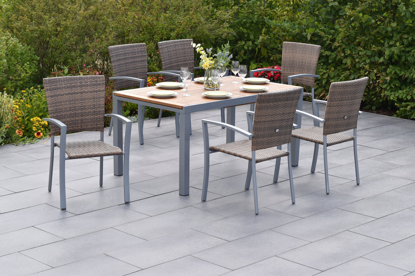 Savona Set 7tlg.
Aluminium/Kunststoffgeflecht