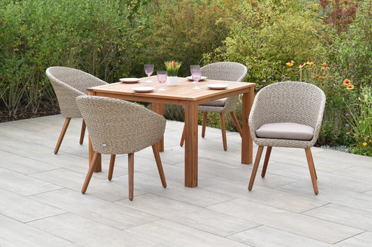 Arrone Set 5tlg.
Alu/Kunststoffgeflecht/Akazie