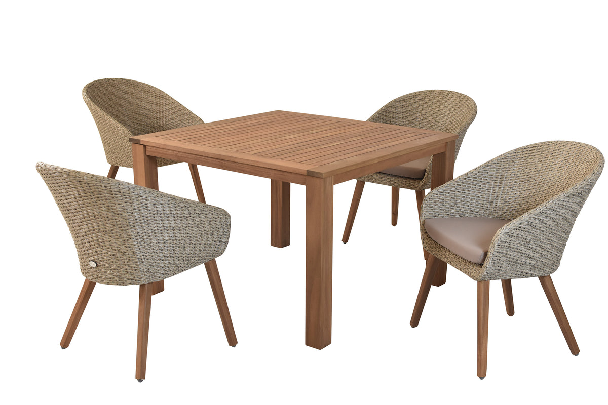 Arrone Set 5tlg.
Alu/Kunststoffgeflecht/Akazie