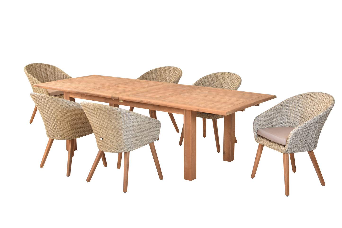 Arrone Set 7tlg.
Alu/Kunststoffgeflecht/Akazie