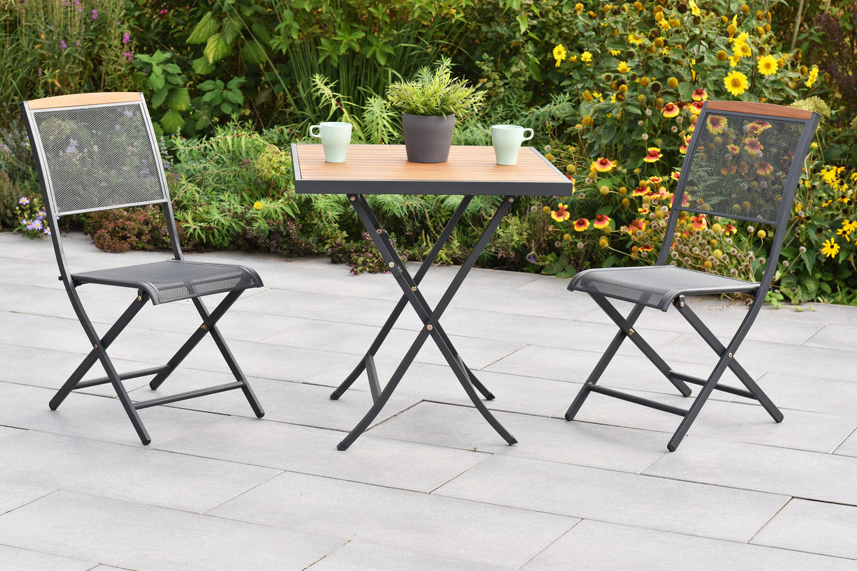 Patmos Set 3tlg.
2 Klappstuhl, Stahl / Akazien