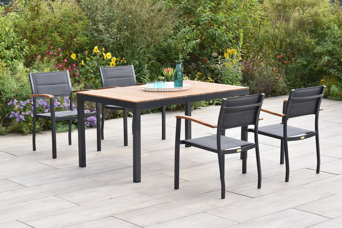 Paxos Set 5tlg.
Aluminium/Textil/Akazie